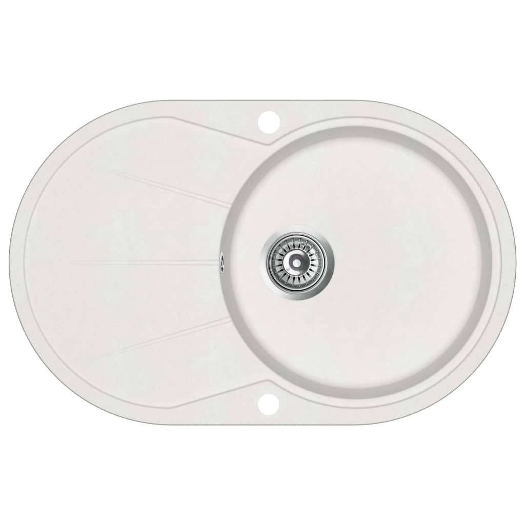 Lavello cucina lavabo singolo 78 x 50 cm ovale granito bianco 02_0002352