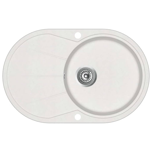 Lavello cucina lavabo singolo 78 x 50 cm ovale granito bianco 02_0002352