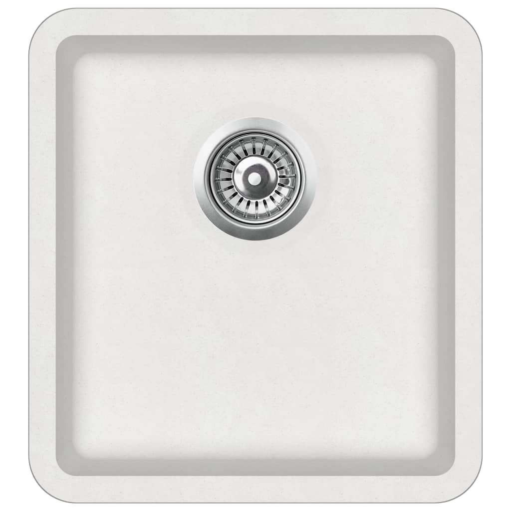 Lavello da cucina in granito lavabo singolo 42 x 46 cm bianco 02_0002354