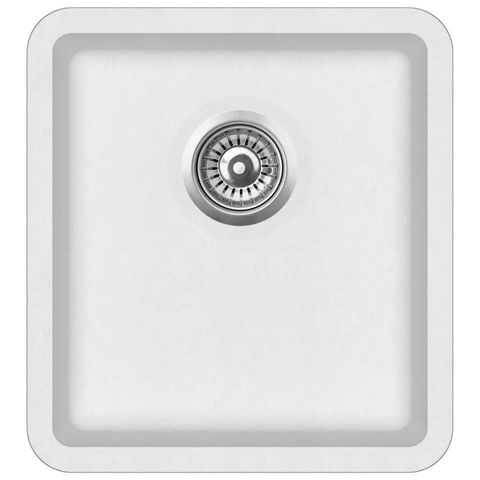 Lavello da cucina in granito lavabo singolo 42 x 46 cm bianco 02_0002354