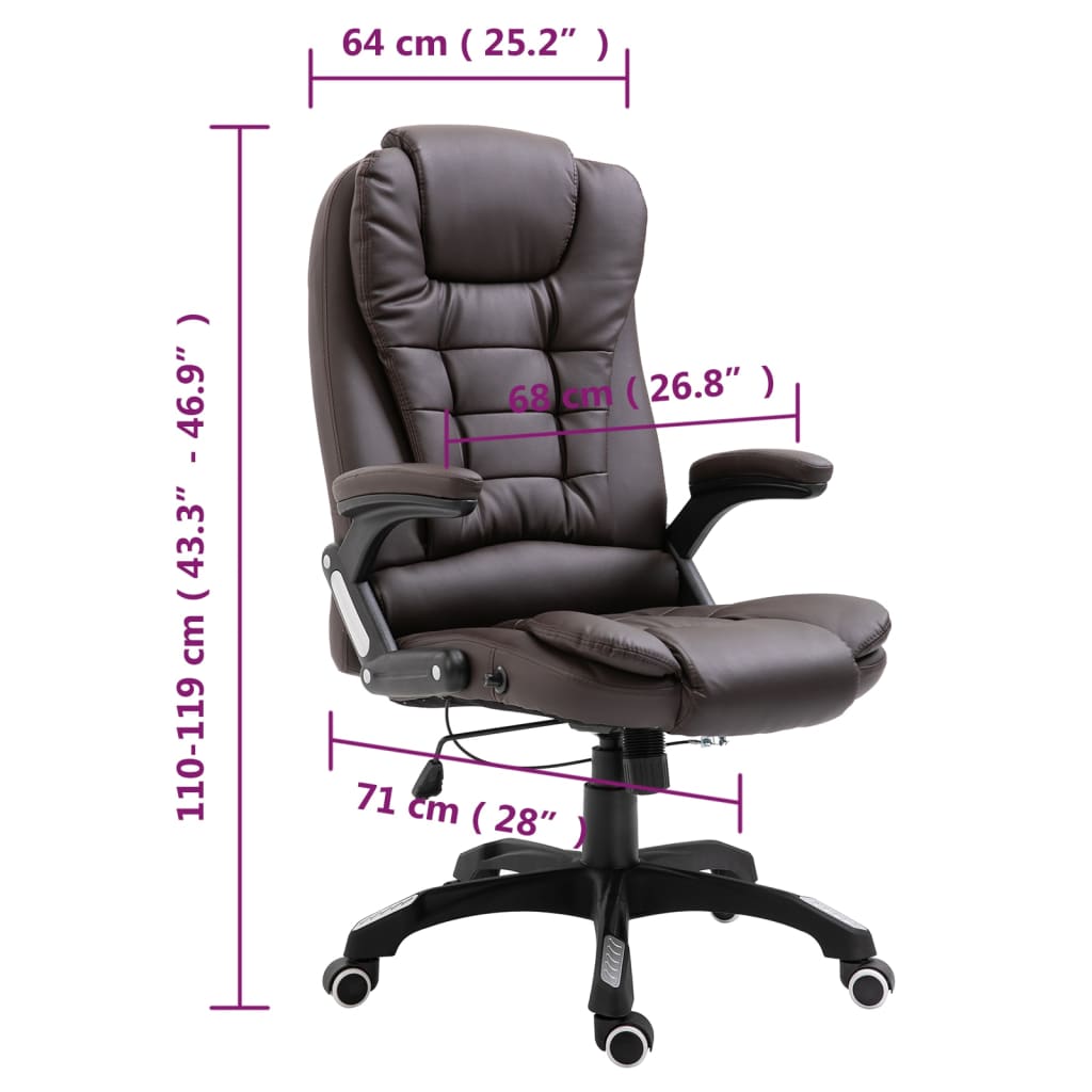 Sedia da Ufficio Marrone in Vera Pelle 20232