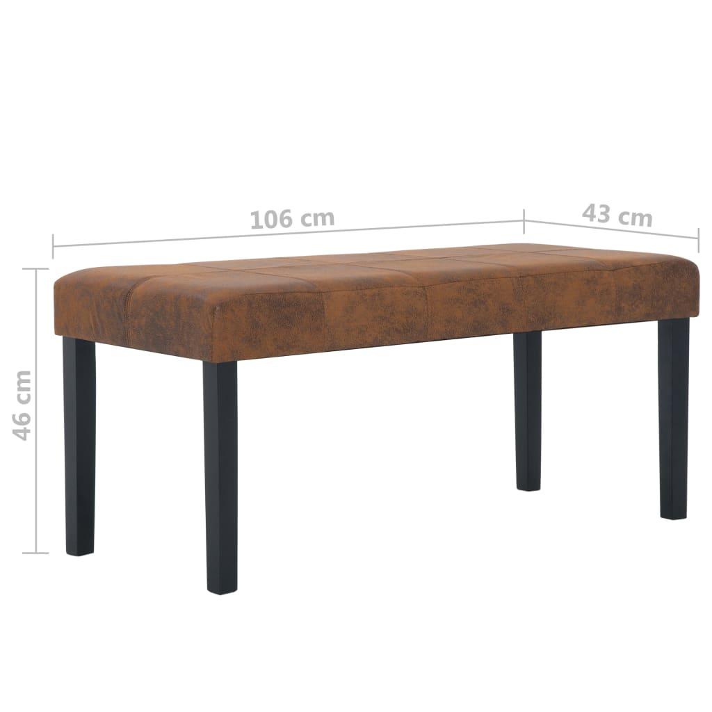 Panca pouf sgabello panca arredo 106 cm marrone pelle scamosciata sintetica 3002199