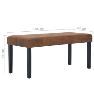 Panca pouf sgabello panca arredo 106 cm marrone pelle scamosciata sintetica 3002199