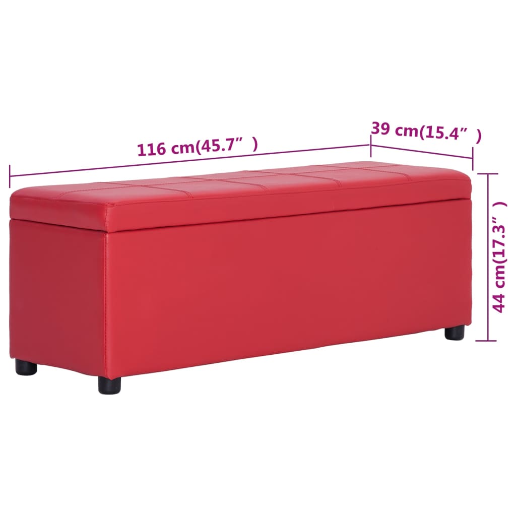 Panca con Vano Portaoggetti 116 cm Rosso in Similpelle 281314