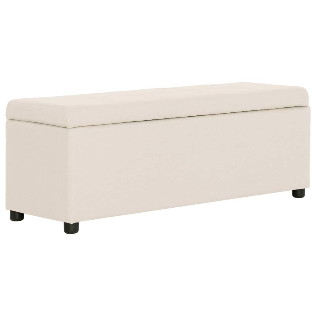 Panca pouf sgabello panca arredo con vano portaoggetti 116 cm crema poliestere 3002063
