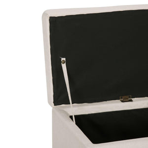 Panca pouf sgabello panca arredo con vano portaoggetti 116 cm crema poliestere 3002063