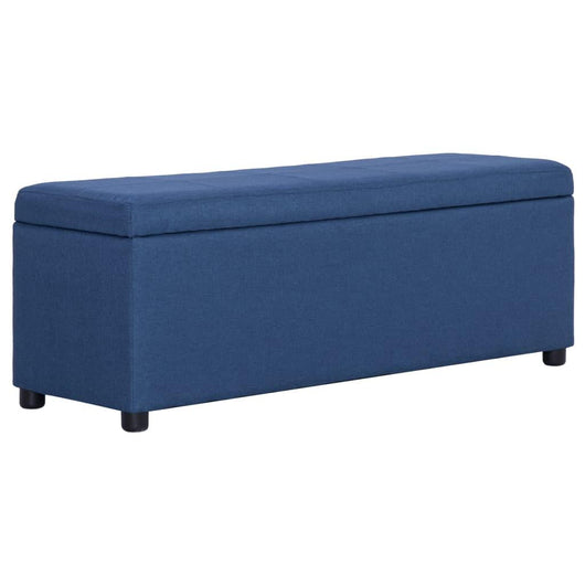 Panca pouf sgabello arredo panca con vano contenitore 116 cm blu poliestere 3002070