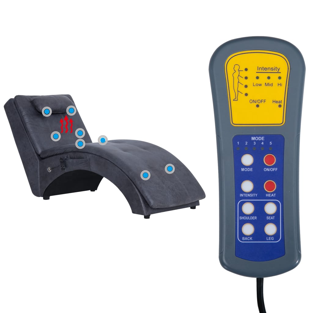 Sdraio Massaggiante con Cuscino Grigia Similpelle Scamosciata 281350