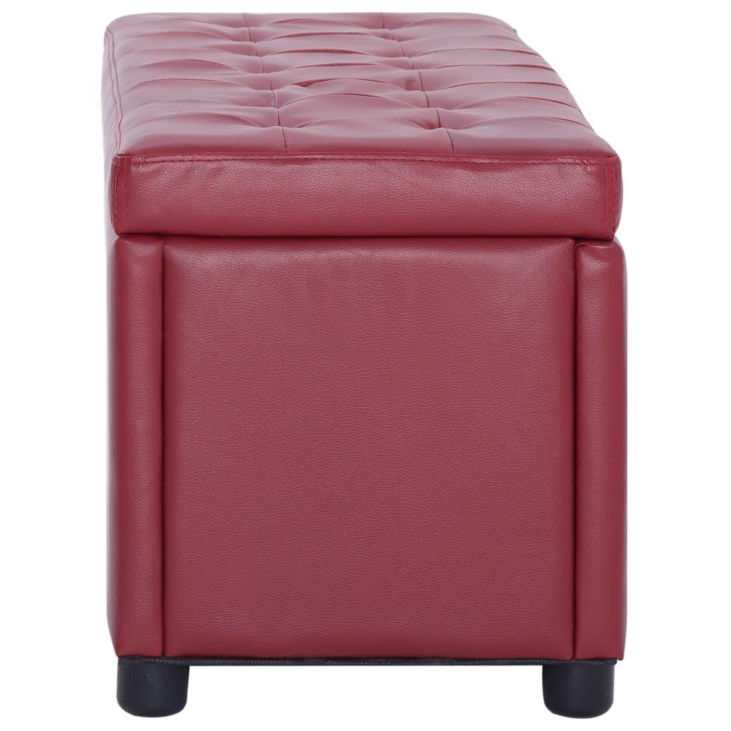 Panca pouf sgabello pouf contenitore arredo 87 cm sintetico rosso bordeaux 3002087