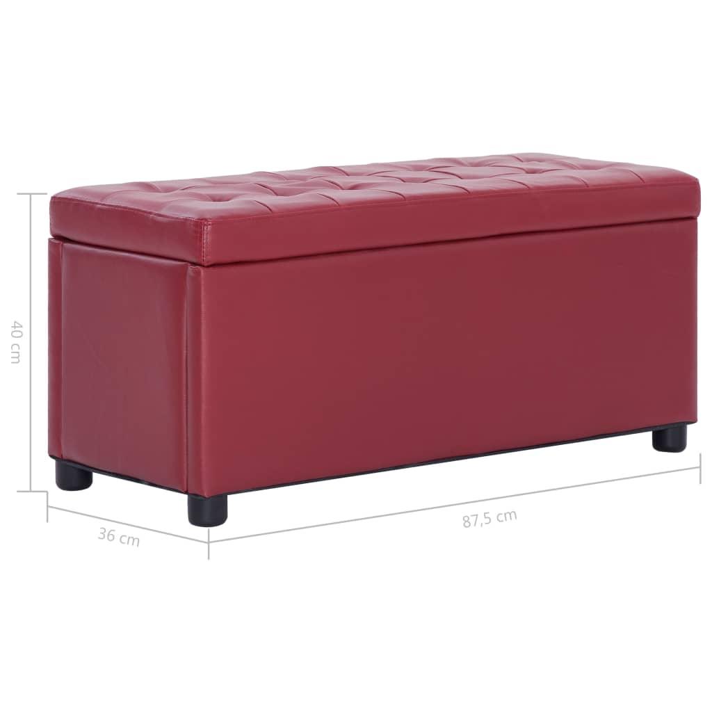 Panca pouf sgabello pouf contenitore arredo 87 cm sintetico rosso bordeaux 3002087
