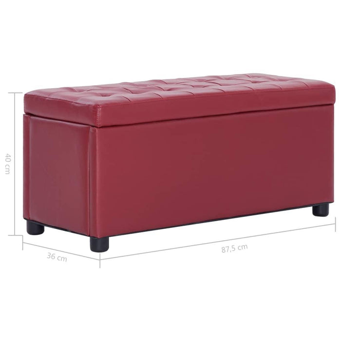 Panca pouf sgabello pouf contenitore arredo 87 cm sintetico rosso bordeaux 3002087