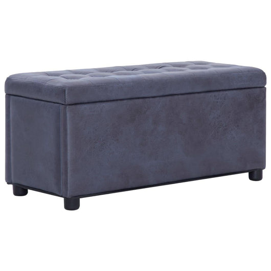 Panca pouf sgabello contenitore pouf mobili 87 cm pelle scamosciata sintetica grigia 3002129