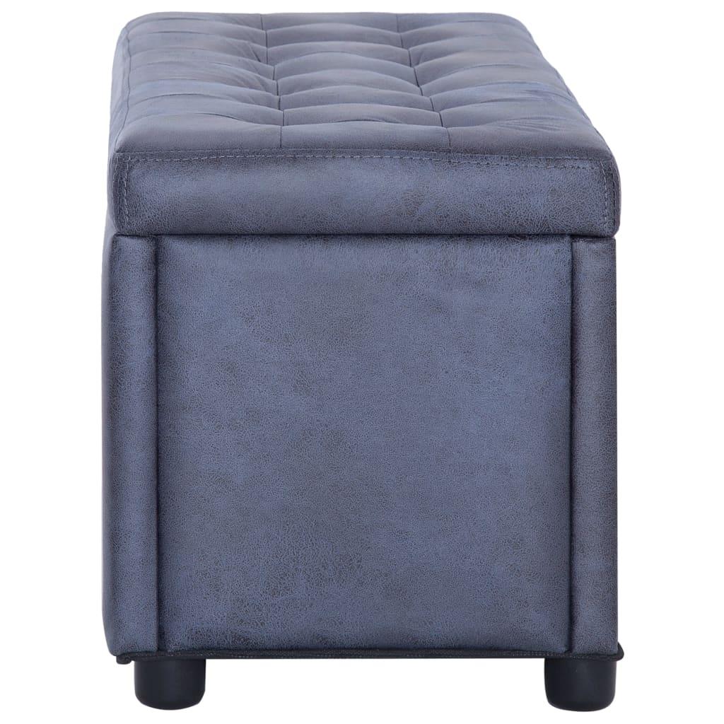 Panca pouf sgabello contenitore pouf mobili 87 cm pelle scamosciata sintetica grigia 3002129