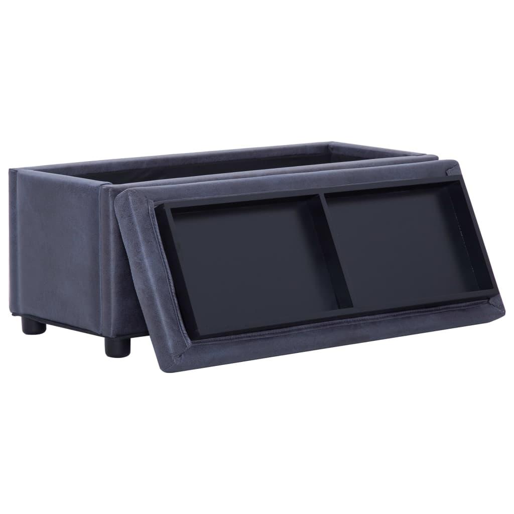 Panca pouf sgabello contenitore pouf mobili 87 cm pelle scamosciata sintetica grigia 3002129