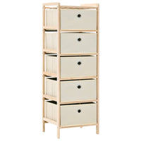 Armadietti 2 pz con 5 Cesti in Tessuto e Legno di Cedro Beige cod mxl 52980