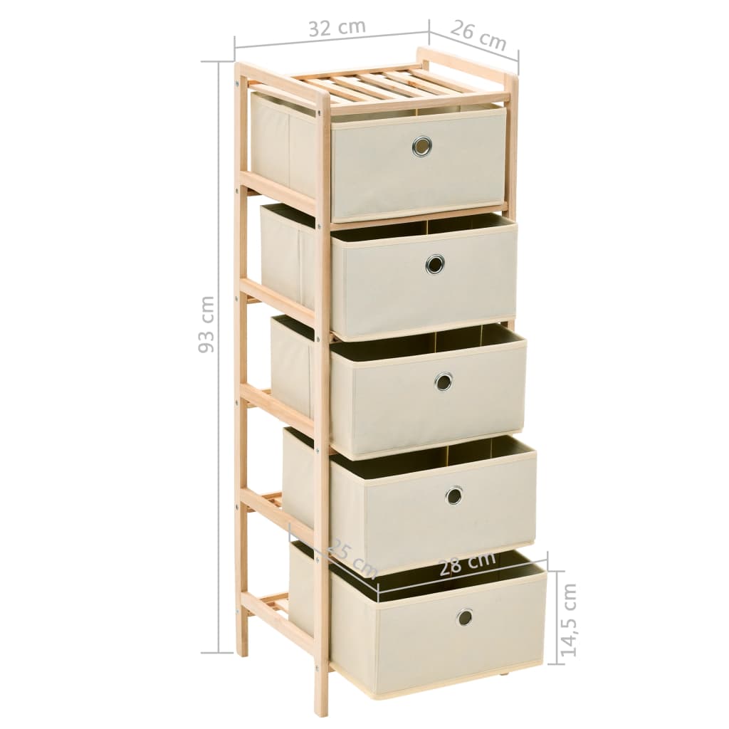 Scaffali con 5 Cesti in Tessuto 2 pz in Legno di Cedro Beige 276232