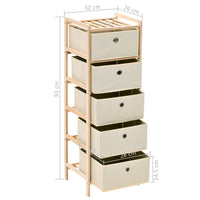 Scaffali con 5 Cesti in Tessuto 2 pz in Legno di Cedro Beige 276232