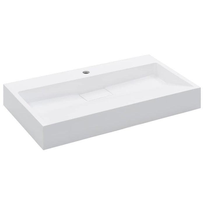 Lavandino 80x46x11 cm Blocco in Marmo/Minerale Bianco 144065