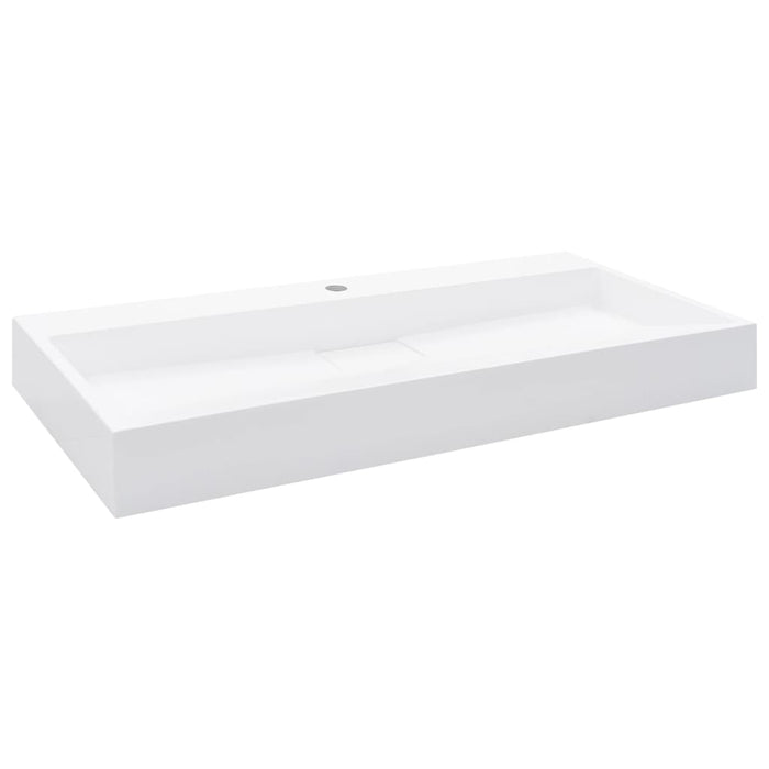 Lavandino-Lavello 100x46x11 cm Blocco in Marmo/Minerale Bianco