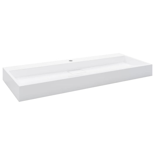 Lavandino 120x46x11 cm Blocco in Marmo/Minerale Bianco 144067