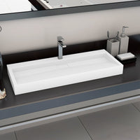 Lavandino-Lavabo-Lavello 120x46x11 cm Blocco in Marmo/Minerale Bianco