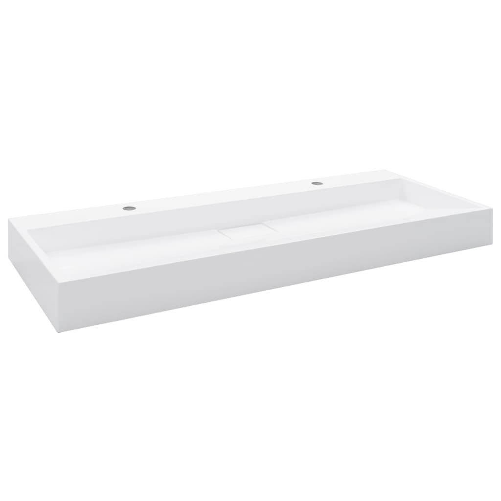 Lavandino-Lavello 120x46x11 cm Blocco in Marmo/Minerale Bianco