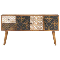 Credenza con Motivo Stampato 130x30x70 cm in Massello di Mango 247917