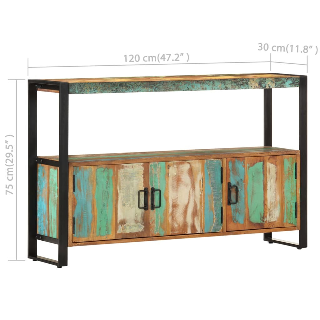 Credenza 120x30x75 cm in Legno Massello di Recupero 247922