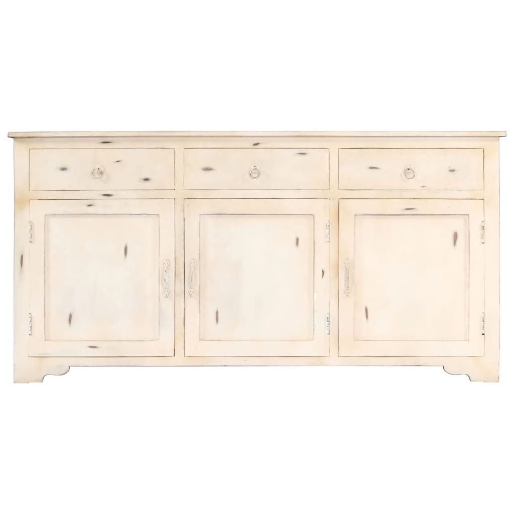 Credenza Bianca 160x40x80 cm Legno Massello di Mango 247663