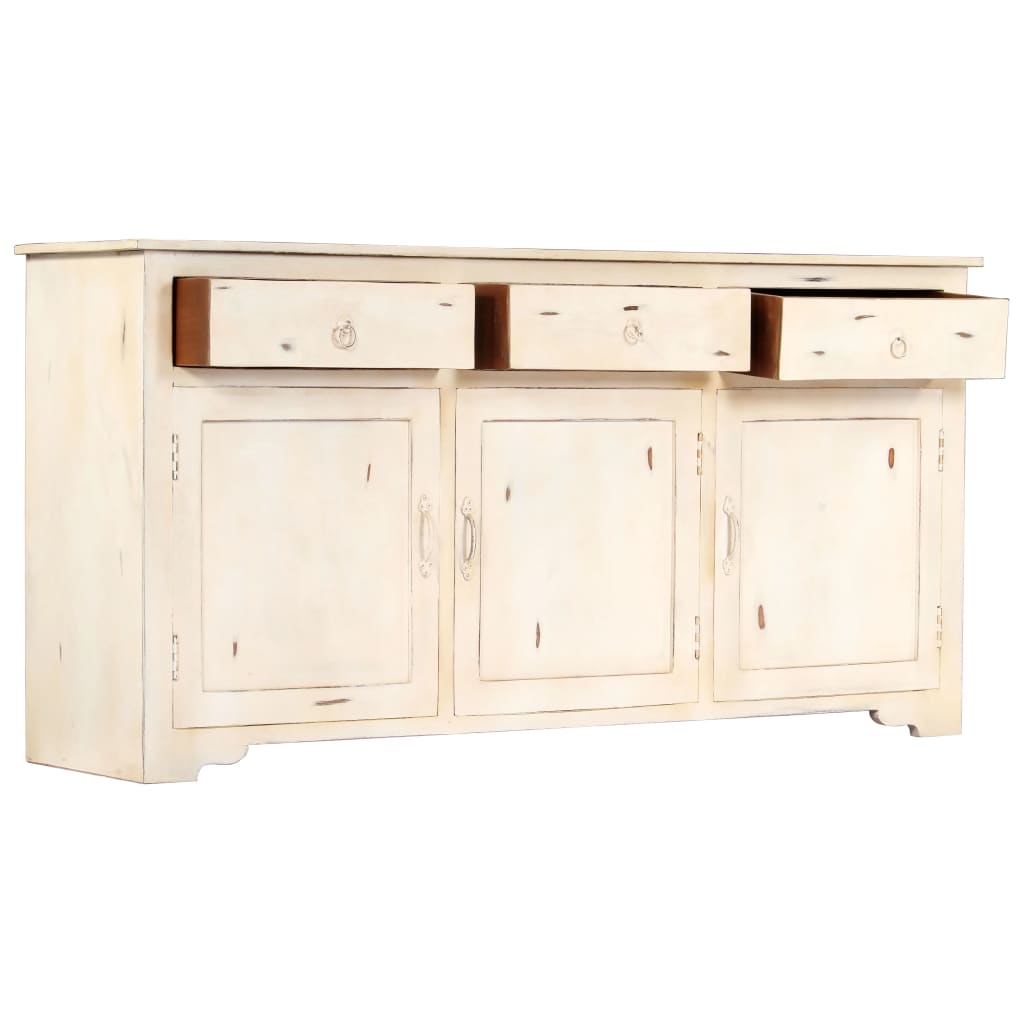 Credenza Bianca 160x40x80 cm Legno Massello di Mango 247663