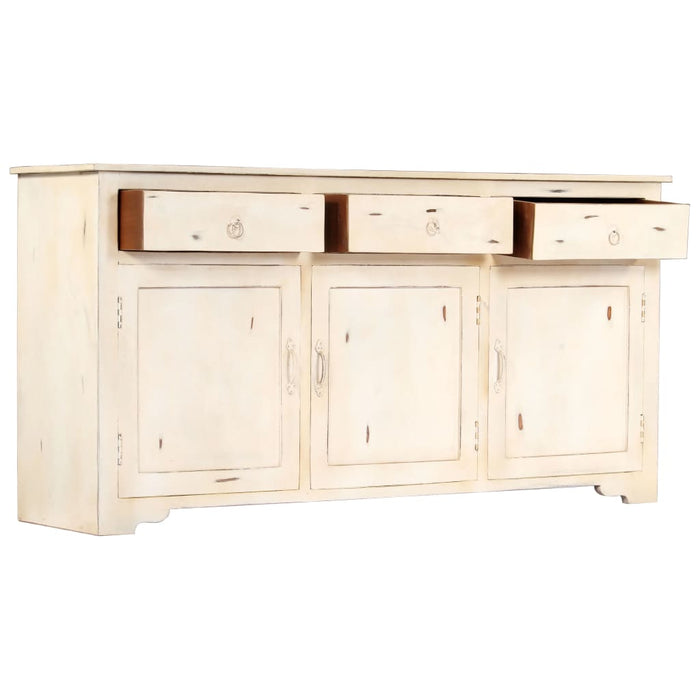 Credenza Bianca 160x40x80 cm Legno Massello di Mango 247663