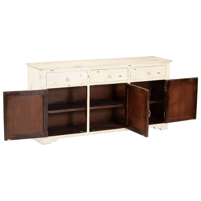 Credenza Bianca 160x40x80 cm Legno Massello di Mango 247663