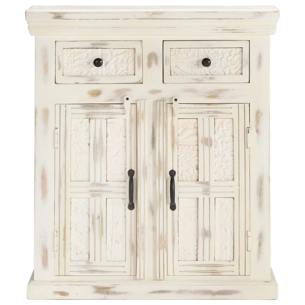 Credenza Bianca 65x30x75 cm in Legno Massello di Mango 249871