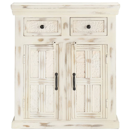 Credenza Bianca 65x30x75 cm in Legno Massello di Mango 249871