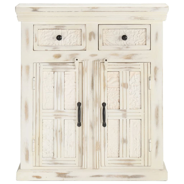 Credenza Bianca 65x30x75 cm in Legno Massello di Mango 249871
