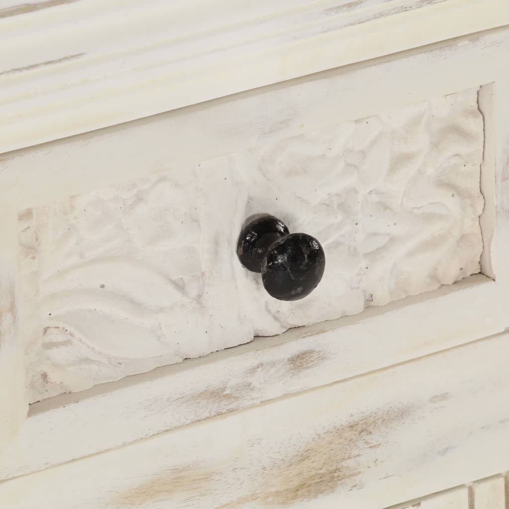 Credenza Bianca 65x30x75 cm in Legno Massello di Mango 249871