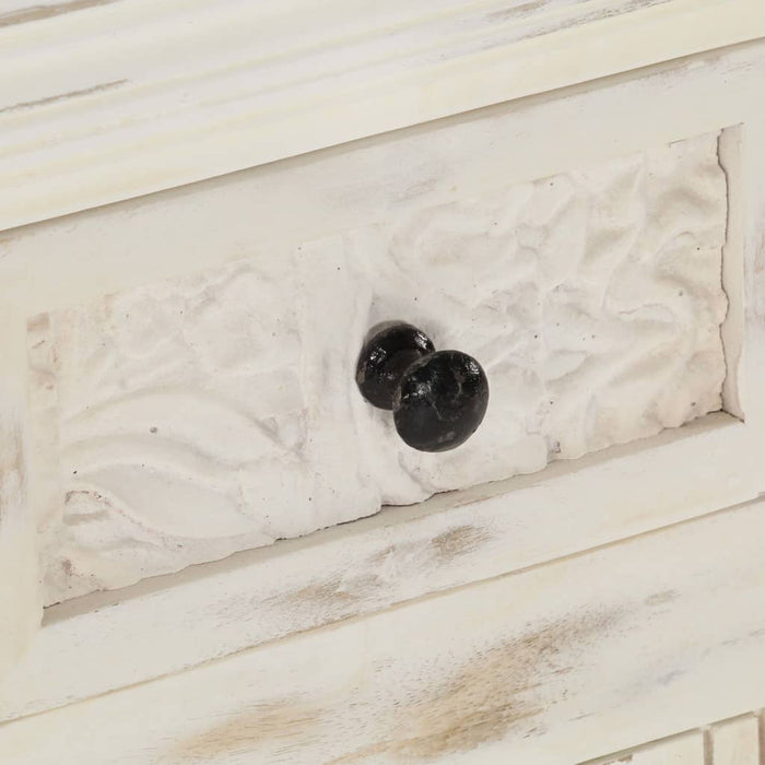 Credenza Bianca 65x30x75 cm in Legno Massello di Mango 249871