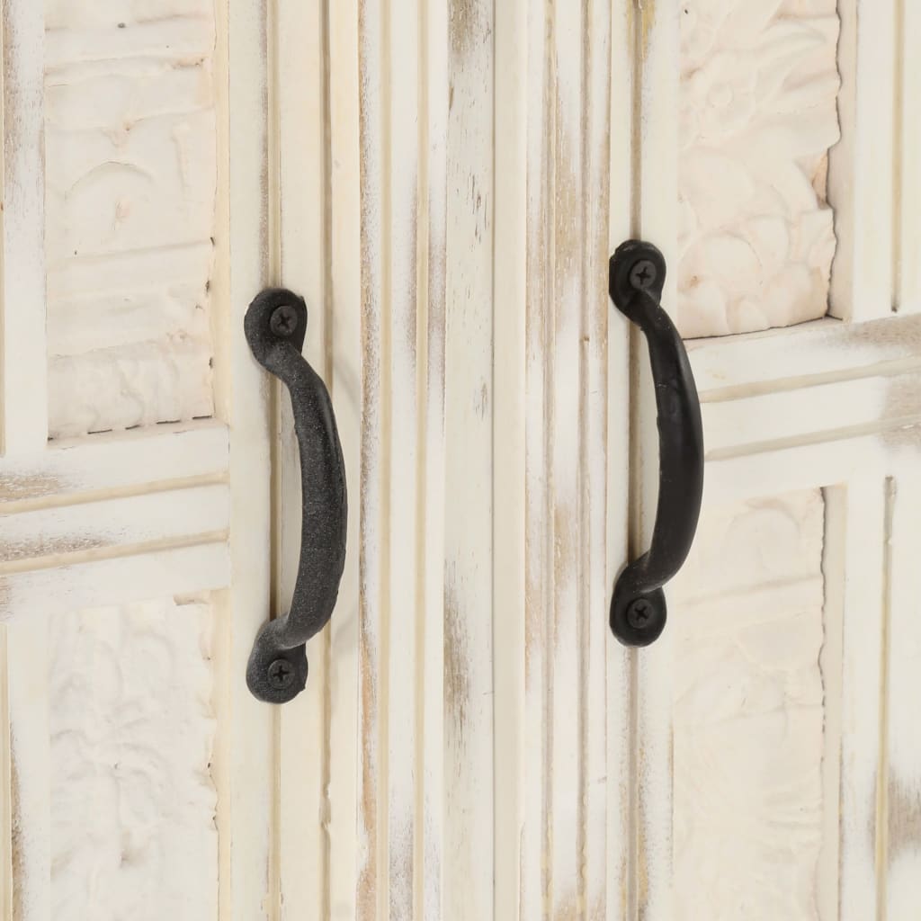 Credenza Bianca 65x30x75 cm in Legno Massello di Mango 249871