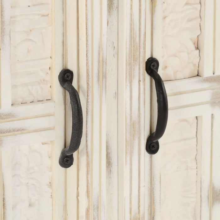 Credenza Bianca 65x30x75 cm in Legno Massello di Mango 249871