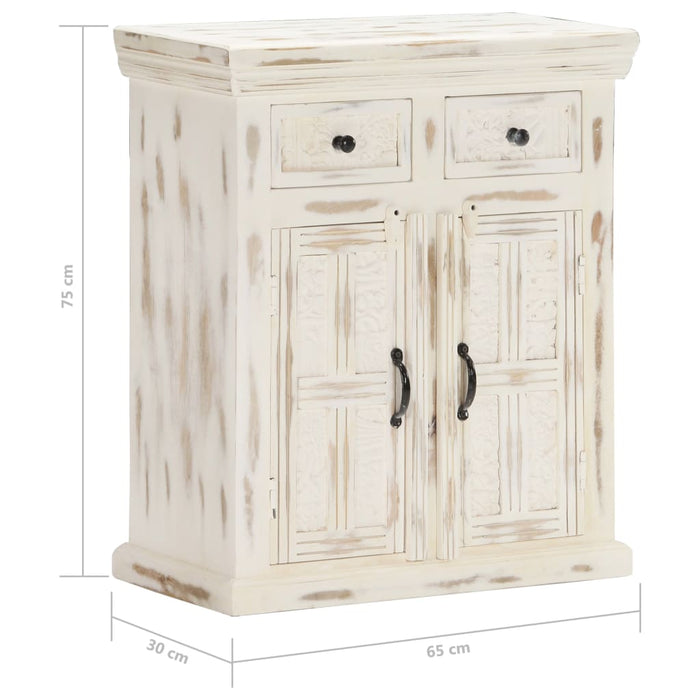 Credenza Bianca 65x30x75 cm in Legno Massello di Mango 249871