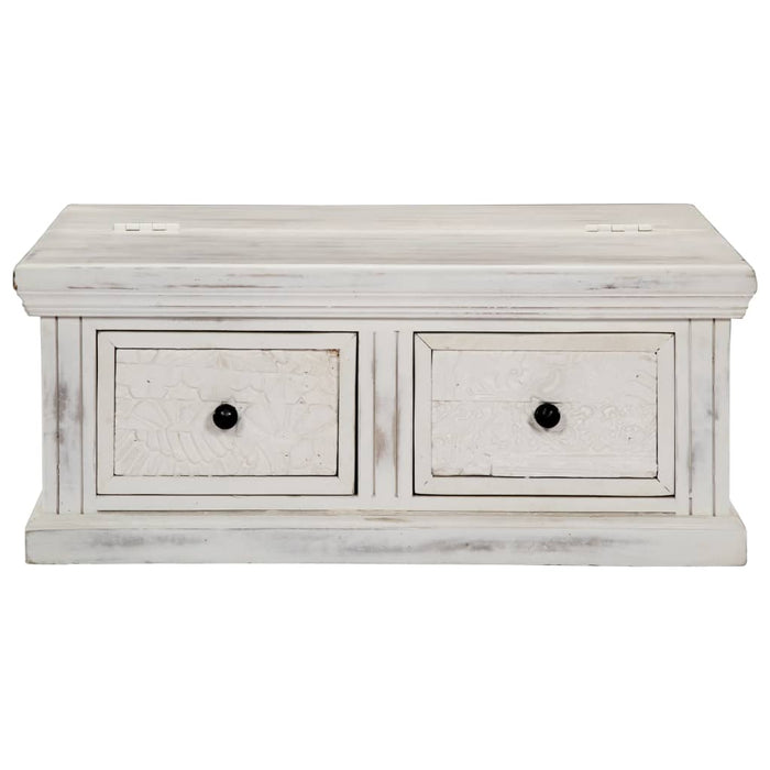 Tavolino da Salotto Bianco 70x70x30 cm Legno Massello di Mango 249872