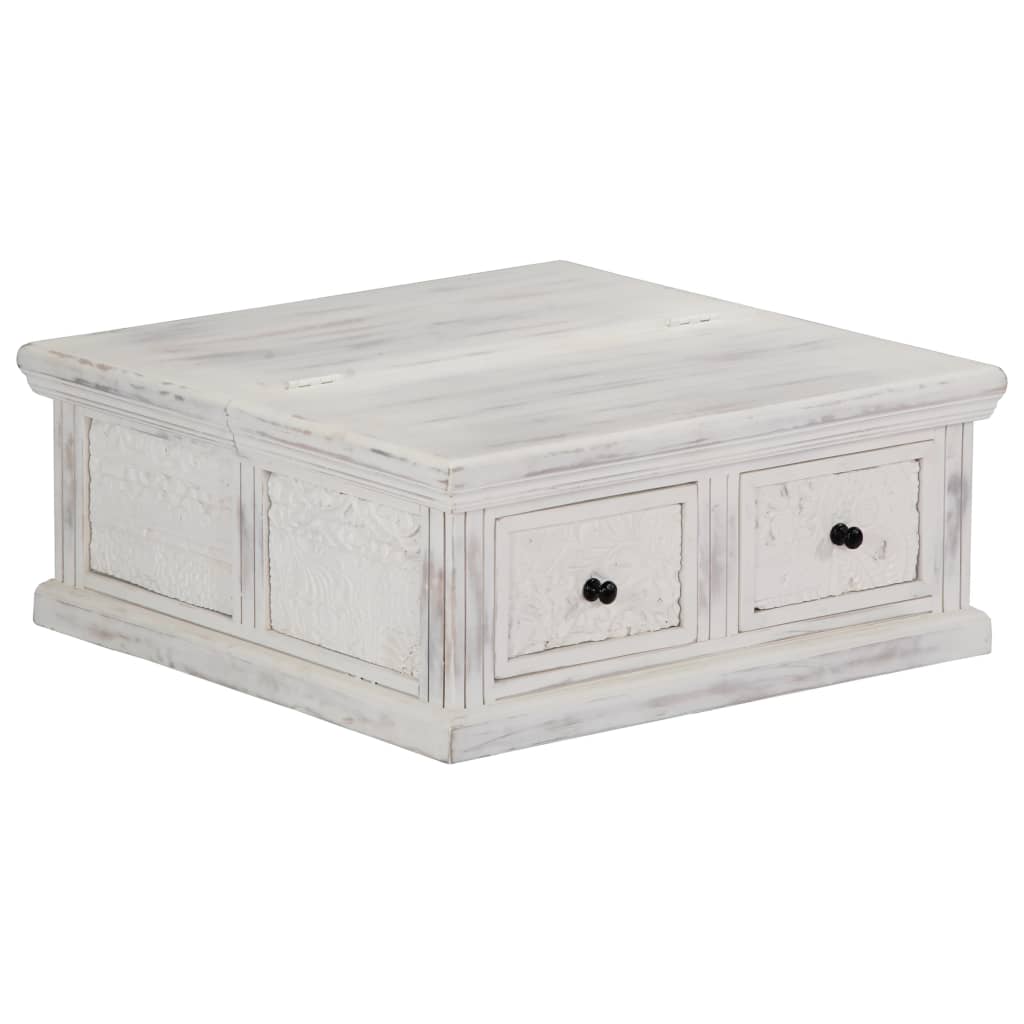 Tavolino da Salotto Bianco 70x70x30 cm Legno Massello di Mango 249872