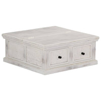 Tavolino da Salotto Bianco 70x70x30 cm Legno Massello di Mango 249872