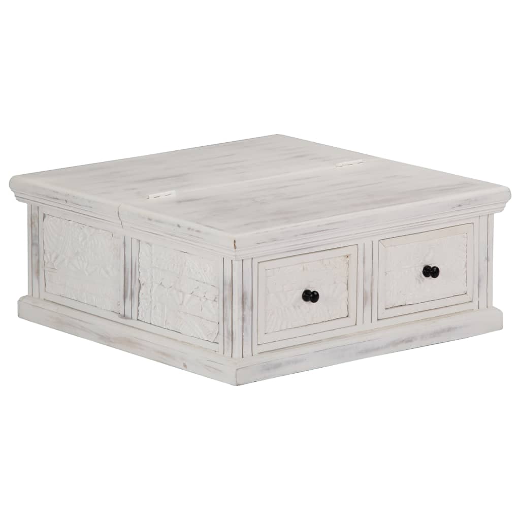 Tavolino da Salotto Bianco 70x70x30 cm Legno Massello di Mango 249872