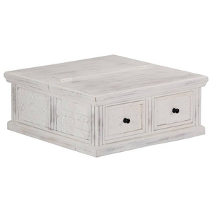 Tavolino da Salotto Bianco 70x70x30 cm Legno Massello di Mango 249872