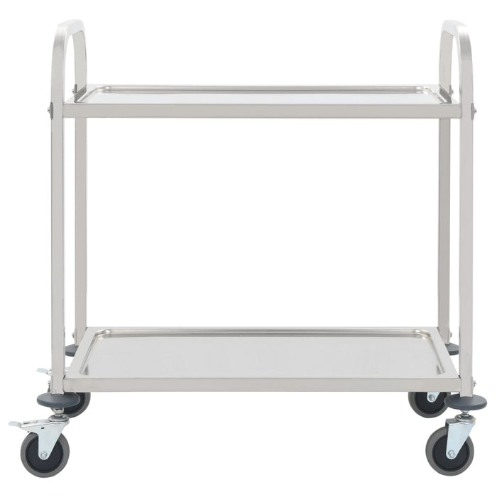 Carrello da Cucina a 2 Livelli-Scaffale per Cucina 96,5x55x90 cm in Acciaio Inox