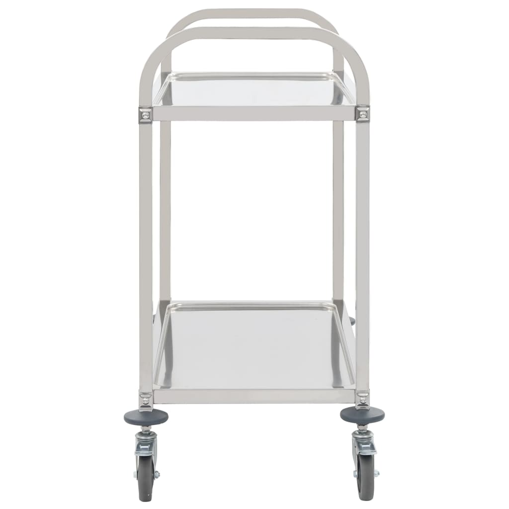 Carrello da Cucina a 2 Livelli-Scaffale per Cucina 96,5x55x90 cm in Acciaio Inox