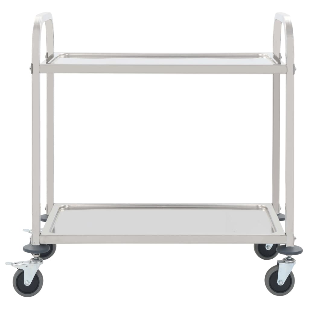 Carrello da Cucina a 2 Livelli-Scaffale per Cucina 95x45x83,5 cm in Acciaio Inox