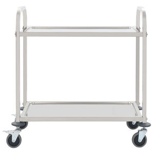 Carrello da Cucina a 2 Livelli-Scaffale per Cucina 95x45x83,5 cm in Acciaio Inox
