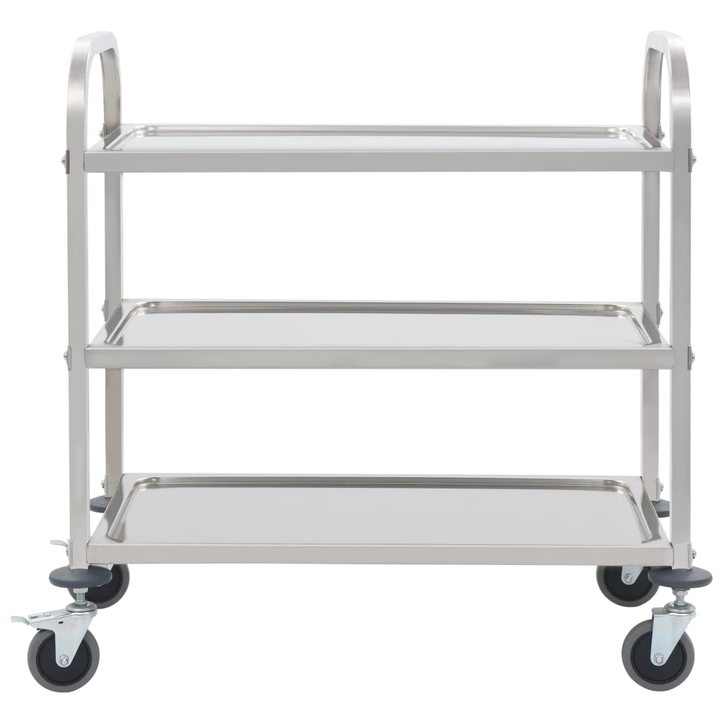 Carrello da Cucina a 3 Livelli-Scaffale per Cucina 95x45x83,5 cm in Acciaio Inox